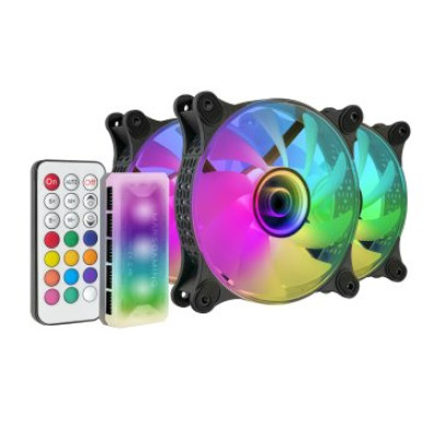KIT Ventilador Interno ARGB Mars Gaming MF-3D Kit Black 12x12cm - Efecto Espejo Infinito