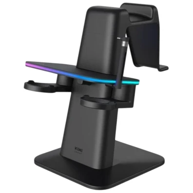 Soporte Vertical Kiwi Design QC03 RGB con Carga Magnética para Meta Quest 3/Quest 2/Quest PRO Negro