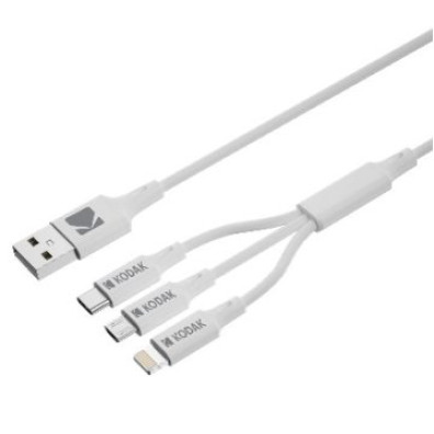 CABLE USB-A 3en1 1M Kodak Lightning MicroUSB USB-C