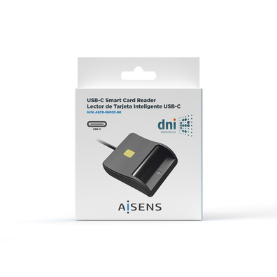 Lector de DNI-E USB-C Aisens ASCR-SN03C-BK Negro