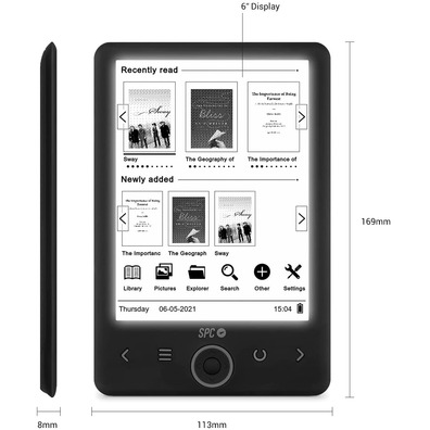 Libro electrónico SPC Dickens Light 2 6" tinta electrónica Negro