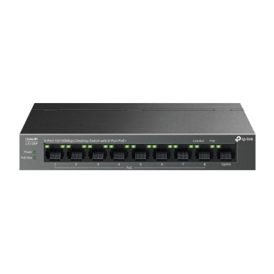 Switch No Gestionable TP-Link LS109P Litewave 8P PoE+ 10/100 Sobremesa[Metal] - Modelo Ideal para Redes
