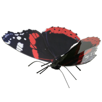 MAQUETA 3D MARIPOSA RED ADMIRAL FASCINATIONS METAL SIN PEGAMENTO NI SOLDADURA