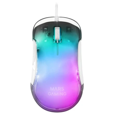 Ratón Mars Gaming MMGLOWW Blanco USB RGB 12800 DPI - Para Gamers
