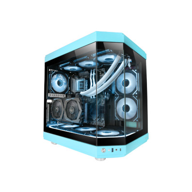 CAJA ATX Semitorre Gaming Mars Gaming MC3T Azul - Vista Panorámica 3 Paneles de Cristal Templado