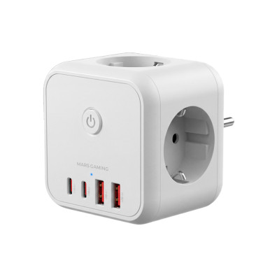 Regleta POWERCUBE MD-CUBE20W Blanco: 4 USB, 3 Tomas de Corriente