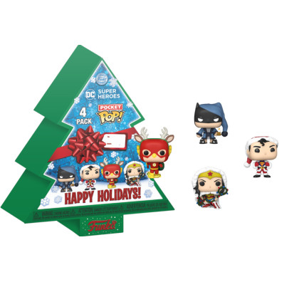 FUNKO POCKET POP! DC SUPER HEROES: HAPPY HOLIDAYS! (4 PACK)
