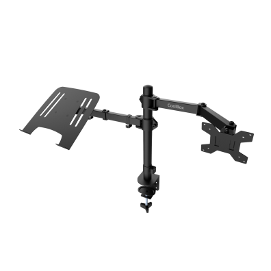 SOPORTE DE MESA COOLBOX MP01 PARA 1 PANTALLA HASTA 32" Y UN PORTATIL HASTA 17" COLOR NEGRO