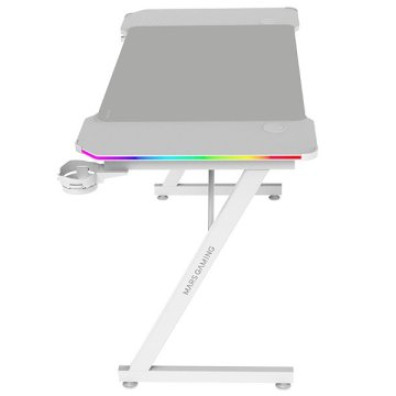MESA MARS GAMING MGDX120RGBW - Mesa de Fibra de Carbono con RGB - Chasis de Acero y Gestión de Cables - Blanco