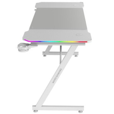MESA MARS GAMING MGDX140RGBW - Fibra de Carbono RGB - Chasis de Acero - Blanco