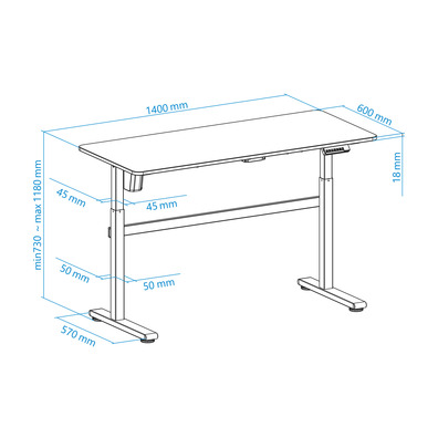 Mesa TooQ TQESSD01-W Eléctrica Altura Regulable Blanco