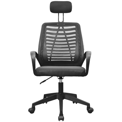 Silla Ergonómica Mars Gaming Negro con Reposacabezas Ajustable y Respaldo en Malla Transpirable