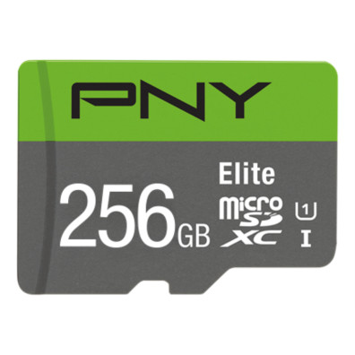 Tarjeta de memoria MicroSD PNY Elite 256GB - Gris / Verde