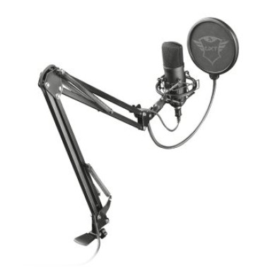 MICRÓFONO TRUST GXT 252+ EMITA PC PATRON CARDIOIDE CON BRAZO SOPORTE Y ESTUCHE FILTRO