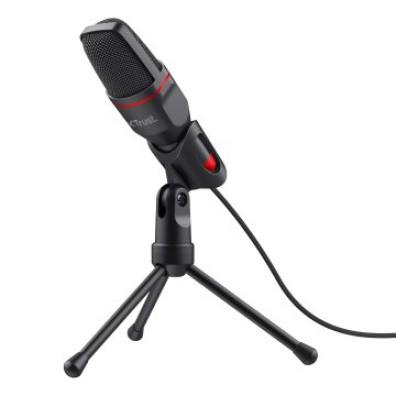 MICROFONO TRUST MICO con Trípode, Conexiones Jack 3.5mm y USB - Cable 1.8m
