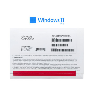 Microsoft Sistema Operativo Windows 11 Profesional Paquete OEM con DVD