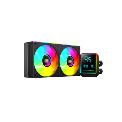 Sistema de Refrigeración Líquida MARS GAMING MLLCDPRO240 ARGB 500W - Negro - 2X120mm TDP Pantalla LCD