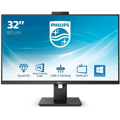 Monitor Profesional Philips 326P1H 31.5" QHD/Webcam/Multimedia Negro