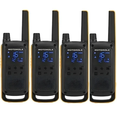 MOTOROLA Talkabout T82 Extreme Quad Pack Negro/Naranja - Walkie Talkie de 4 unidades