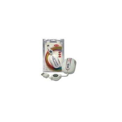 Mouse 3FREE Mini Óptico USB Blanco Rosa con Cable Retráctil