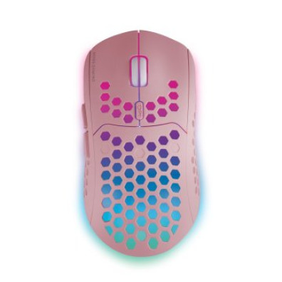 Mouse Mars Gaming Wireless RGB MMW3 Pink USB 2.4G Batería Recargable 3200 DPI Ultraligero Hive Ilumin