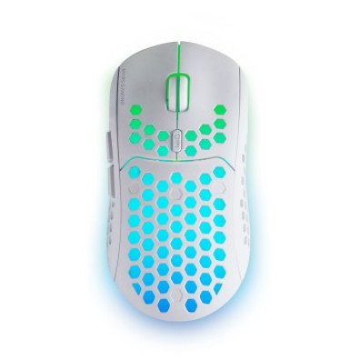 Mouse Mars Gaming Wireless RGB MMW3 White USB 2.4G - Batería Recargable 3200DPI Ultraligero Hive Ilumi