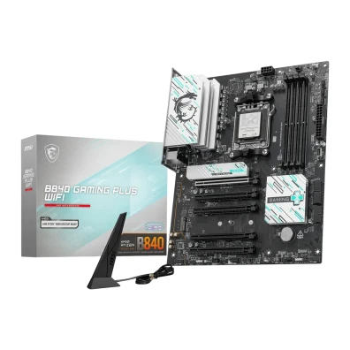 PLACA MSI B840 GAMING PLUS WIFI, AMD, AM5, 4DDR5, USB TYPE-C, WIFI, AURA, ATX
