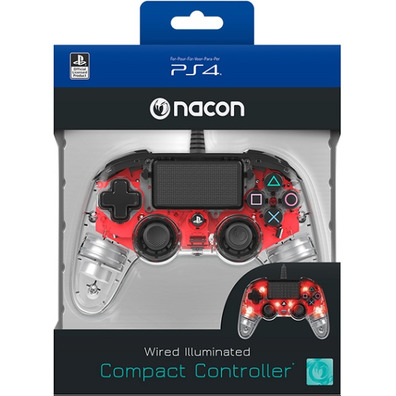 Nacon Compact Controller Rojo Iluminado Oficial PS4