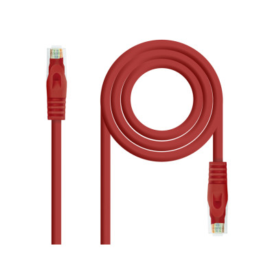CABLE DE RED LATIGUILLO RJ45 UTP CAT6A AWG24 0.5 M ROJO NANOCABLE