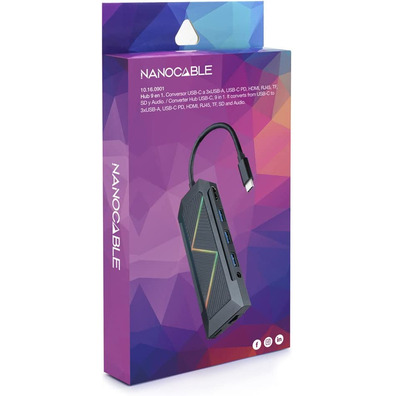 Nanocable Hub USB 3.0 10.16.0901 USB/USB-C/HDMI/RJ45/SD/Audio