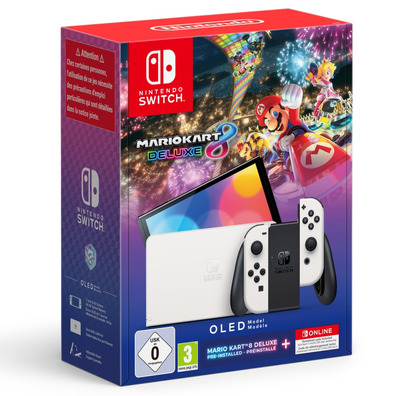 Nintendo Switch OLED Blanco + Mario Kart 8 Deluxe + 12 meses NSO