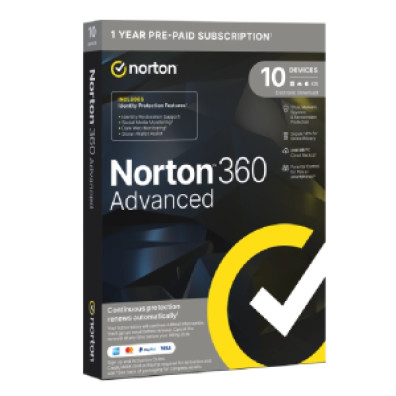 NORTON 360 ADVANCE Antivirus 200GB 1 usuario 10 dispositivos 1 año