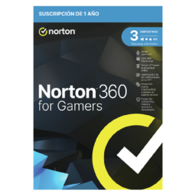 Norton 360 para Gamers 50GB, 1 Usuario, 3 Dispositivos, 12 Meses - Licencia Electrónica
