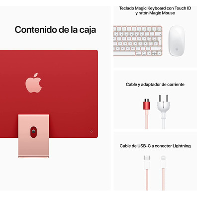 Ordenador Apple iMac 24'' Retina M1/8GB/256GB SSD Pink 2021 MGPM3Y/A