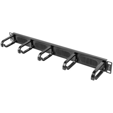 PANEL PASACABLES DE 19" 5 ANILLAS TIPO B 1U NEGRO
