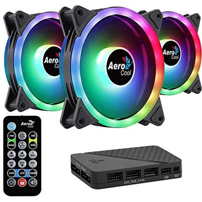 Pack 3 Ventiladores Aerocool Dúo Pro 12 cm + H66F HUB + Mando a Distancia