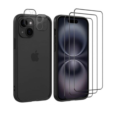 Pack de Accesorios iPhone 16 - Protectores de pantalla, Protectores de cámara y Funda Bumper