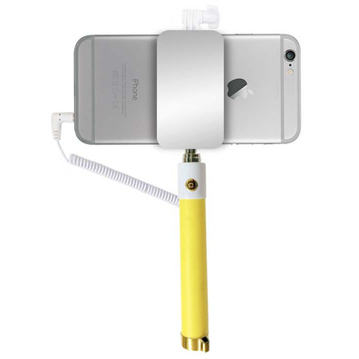 Palo selfie Monopod con espejo trasero amarillo