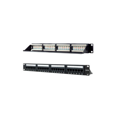 Panel de conexiones para redes Nanocable 24 puertos RJ45 Cat.6A UTP 19" 1U DUAL IDC