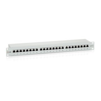 PATCH PANEL 24 PUERTOS PREMIUM CATEGORÍA 6 APANTALLADO GRIS CLARO - Marca Equip