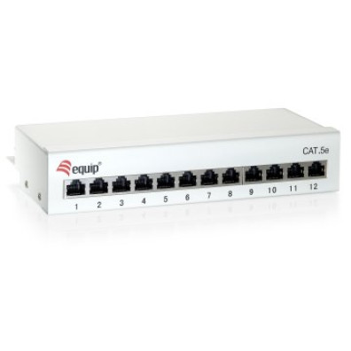 PATCH PANEL CAT 6 SOBREMESA APANTALLADO, 12 PUERTOS, BLANCO - Marca EQUIP