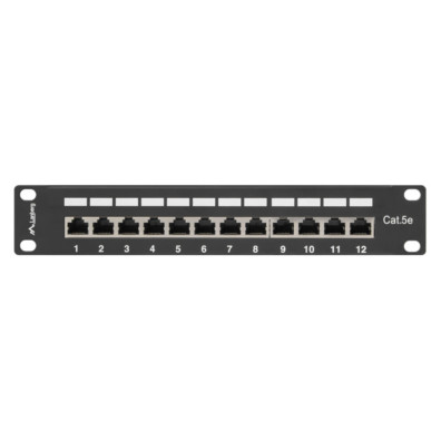 Patch Panel Lanberg 12 Puertos 1u 10" Cat.5e Blindado Negro