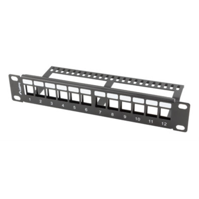 PATCH PANEL LANBERG 12 PUERTOS 1U RACK 19-ORGANIZADOR MODULOS KEYSTONE NEGRO