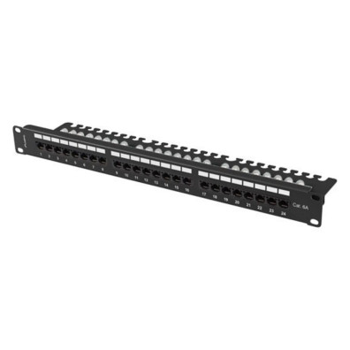 PANEL DE CONEXIONES 24 PUERTOS 1U 19" CAT.6A UTP CON ORGANIZADOR DE CABLES NEGRO