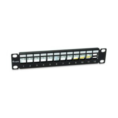 Patch Panel Vacío Cat.6 Apantallado 12 Puertos Keystone 1U RAL9005 - Equip