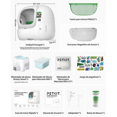 PETKIT Purobot Max Pro 2 Arenero Autolimpiable 76 L con Cámara IA xSecure