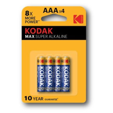 PILAS AAA KODAK SUPER ALCALINA MAX LR03 1150 mAh - Pack 4 unidades - Ecotasas incluidas