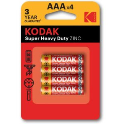 PILAS AAA KODAK LR3 ZINC 1.5V 450mAh 4 UNIDADES - Pack Extra Heavy Duty