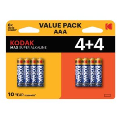Pilas AAA Kodak Max Alcalina LR3 Pack 8 Unidades 1150 mAh 1.5V