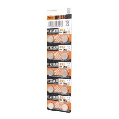 Pilas LR43 MAXELL Blister 10 Unidades 1.5V - Ecotasas Incluidas